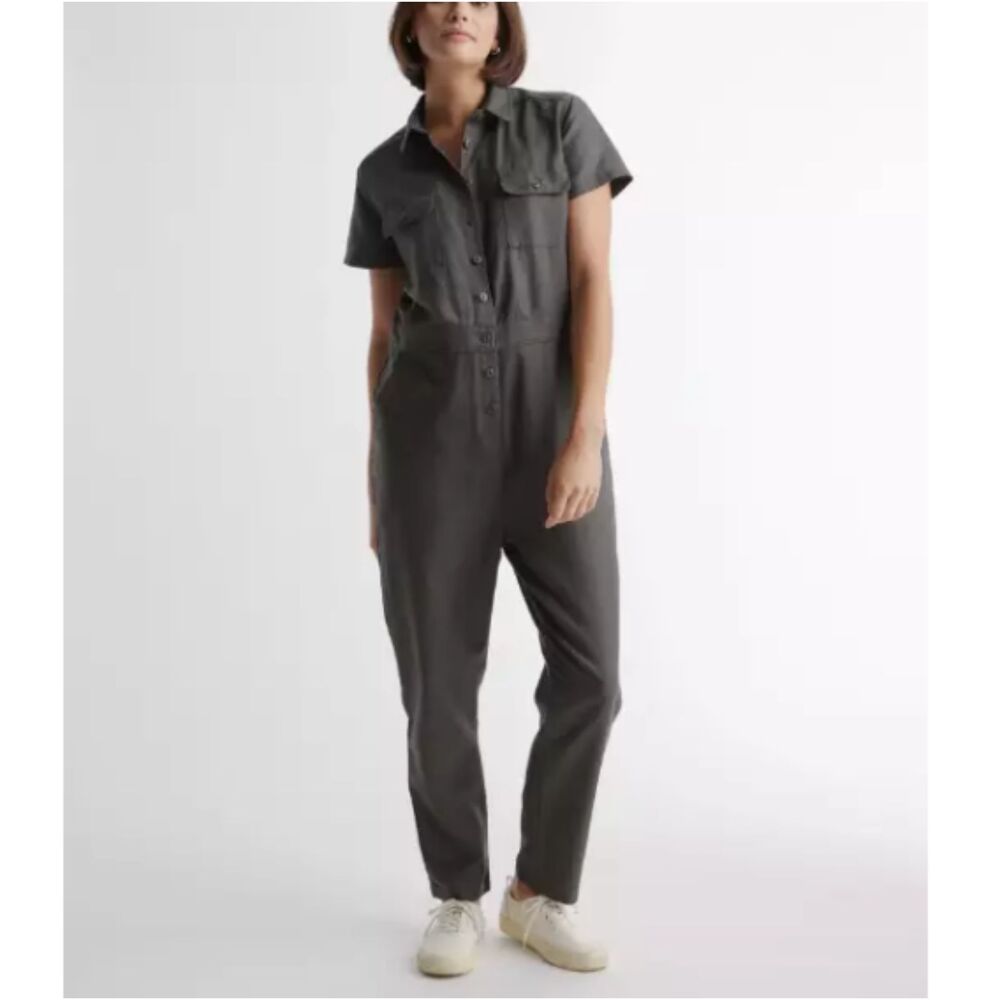 Quince Dark Gray Button-Up Jumpsuit
